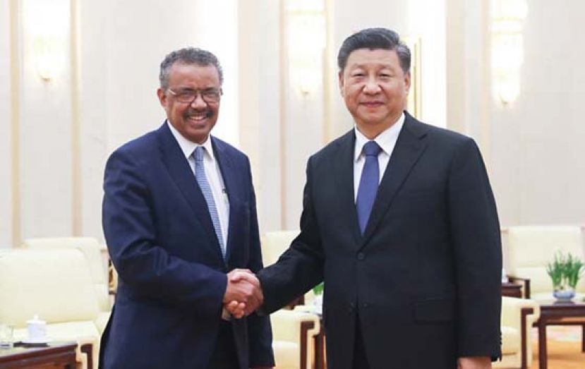 中国国家主席习近平会见世卫总干事谭德塞。
